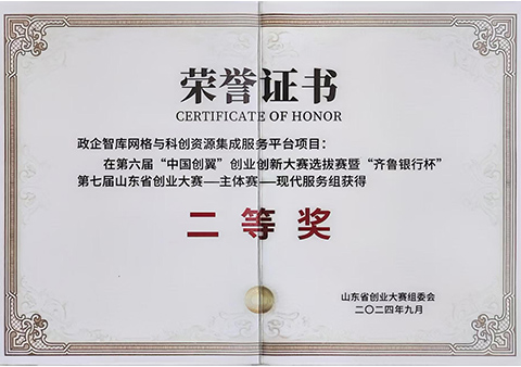 山东省创业大赛二等奖
